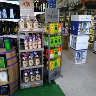a variety of liquors on display