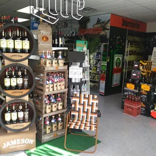 the inside of a liquor store