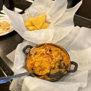 Pork and bacon dip with chips