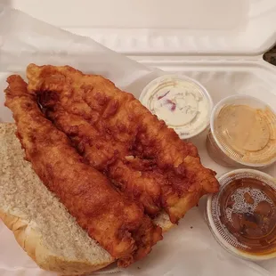 Huge Fish Sandwich and Sides