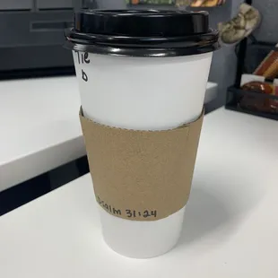 Sleeve of cup featured Bible verse