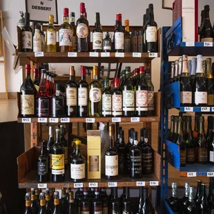 shelves of wine and liquor