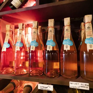 bottles of wine on a shelf