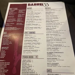Drink Menu
