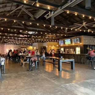 the inside of the brewery