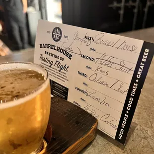 a pint of beer on a table