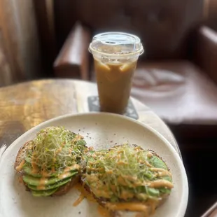 Avo toast &amp; Iced honey latte