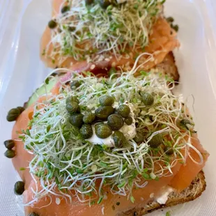 Salty crunchy Salmon toast