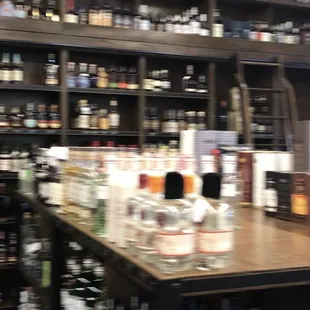 shelves of alcohol and spirits