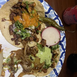 Handmade tortillas-Al Pastor with two different sauces