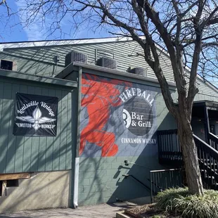 the entrance to the bar