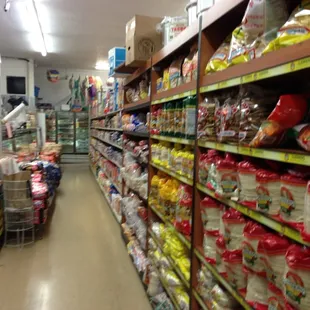 grocery aisle with food items