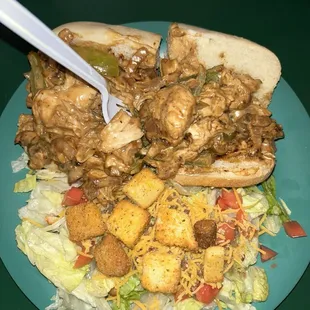 Chicken Philly and Side Salad