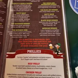 Philly side of the menu