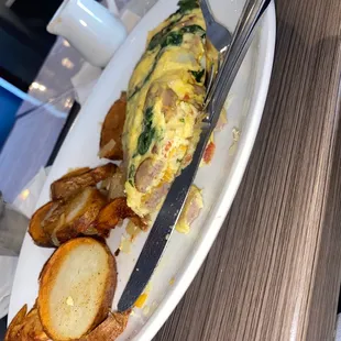 Omelette and potatoes