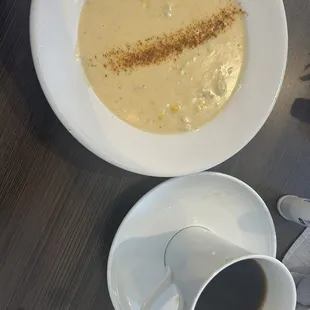 Coffee  Cream of crab soup