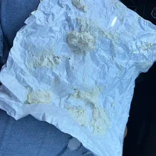 This was the amount of cream cheese I had to scrape off to make it edible. Disappointing Bagel.