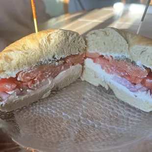 Lox Bagel with tomato and onion