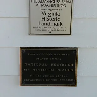 This sign is on the right side of the Almshouse notating that this place is a state and federal landmark.  Photo taken October 17, 2017.