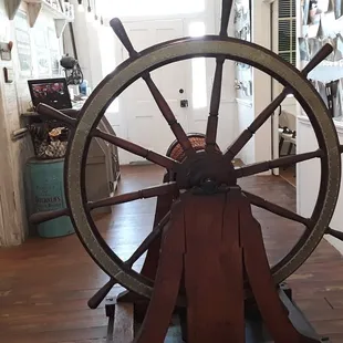Ship's wheel from wreck.