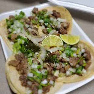 Carne asada tacos with everything and the torta El Pastor! Super awesome!