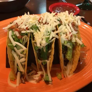 3 tacos will set you back $3.00 on Mondays and Tuesdays.