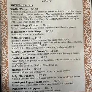 menu