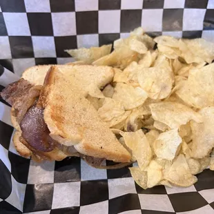 A very sad steak sandwich