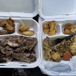 Jerk Chicken and Curry Chicken Plate