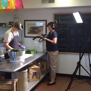 Working on a promo video at the shop