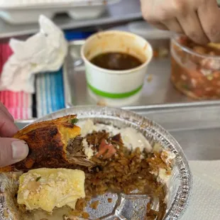 Chorizo fried rice and Birria