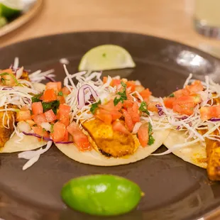 Mahi Mahi Tacos: Paprika aioli, shredded cabbage, pico de gallo