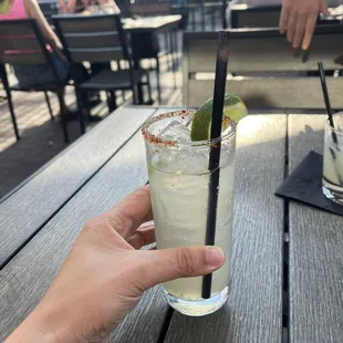 Jalapeño margarita with tajin rim