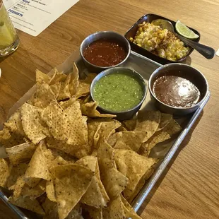 Salsa Flight and elote