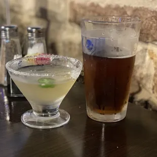 Cold beer and margarita