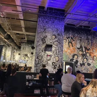 Murals of Dia de Los Muertos style calaveras