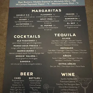 Drink menu