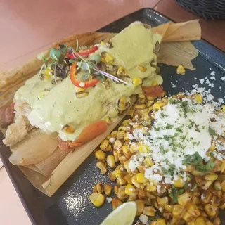 Wild Mushroom Tamale with Huitlacoche & Poblano Cream