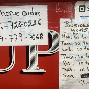 Contact info and hours (January 2024)