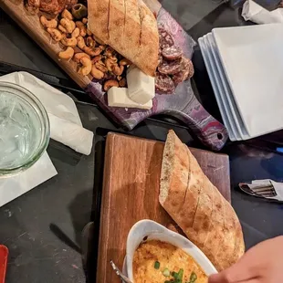 Crab dip, charcuterie
