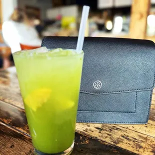 Raspberry Peach Matcha Cooler