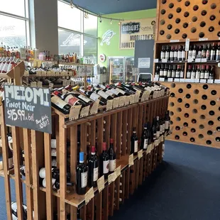 a display of bottles of wine