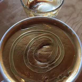 Honey lavender latte and cortado