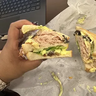 Turkey Club Sandwich with garlic mayo
