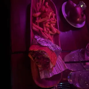 Beef Arepa with fries