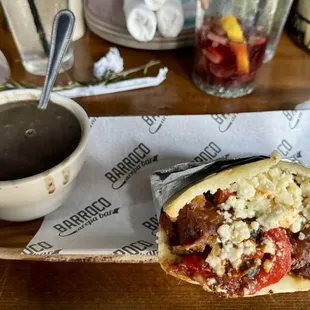 Ropa viaja with black bean soup