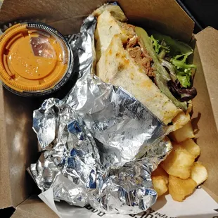 La gringa arepa with yuca fries