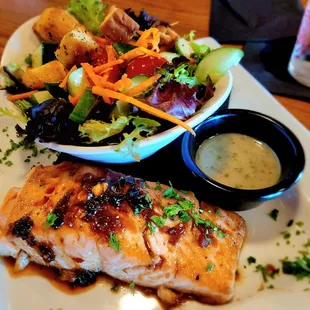 Bourbon Glazed Salmon &amp; side Salad