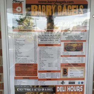 Menu posted outside the door