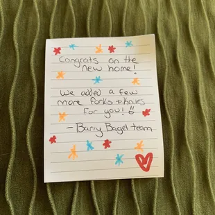 A lovely note.